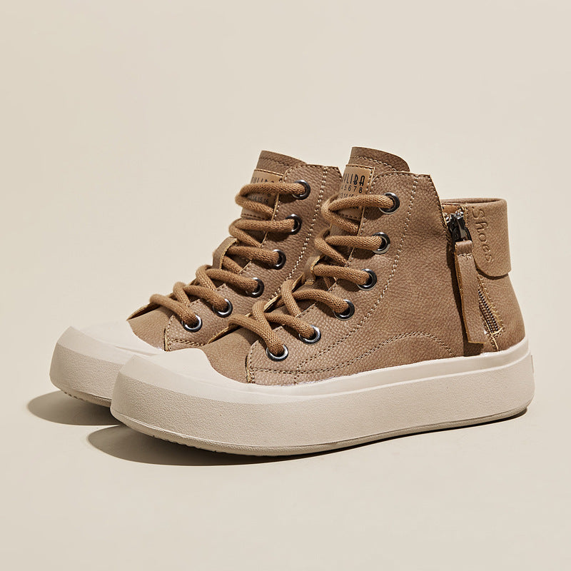 Women's Large Size Retro Ankle Side Zipper Board Plus Women's Leather Boots