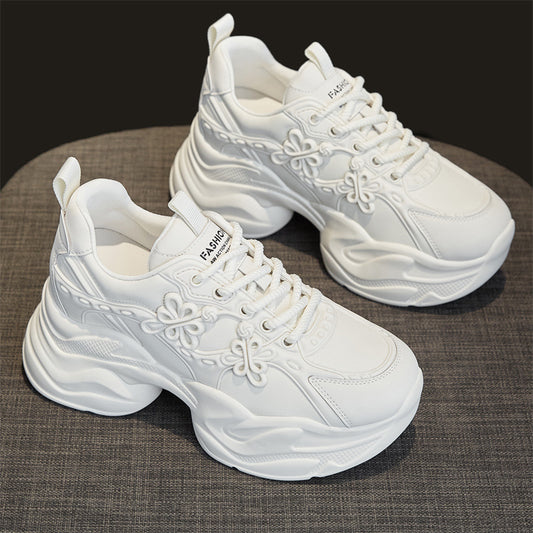 Women's National Style Authentic Clunky Autumn Small Height Increasing Wedge Sneakers