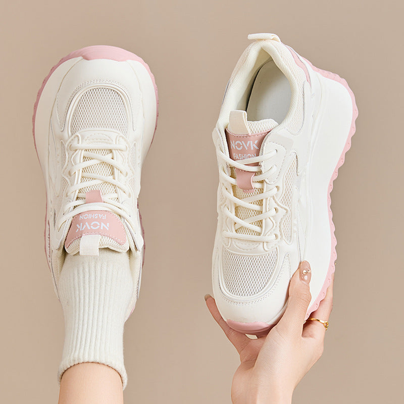Women's Mesh Platform Pumps Height Increasing Insole Women's Casual Shoes