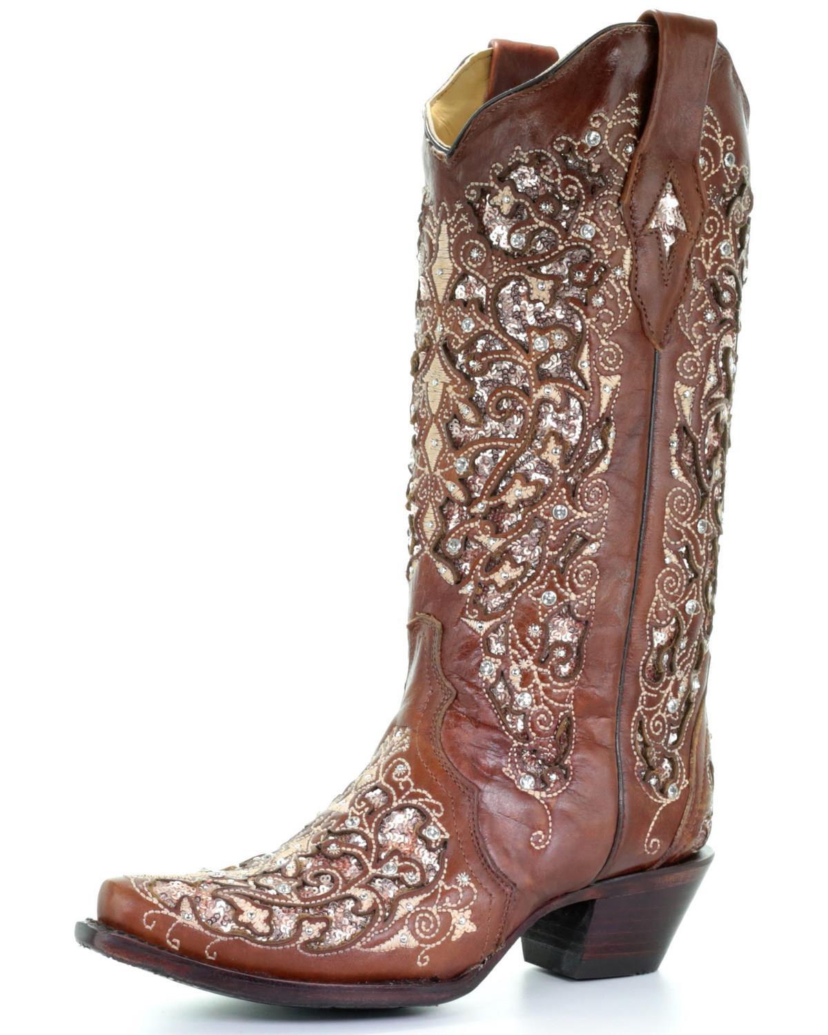 Spring Chunky Middle Rhinestone Decorative High Women's Leather Boots