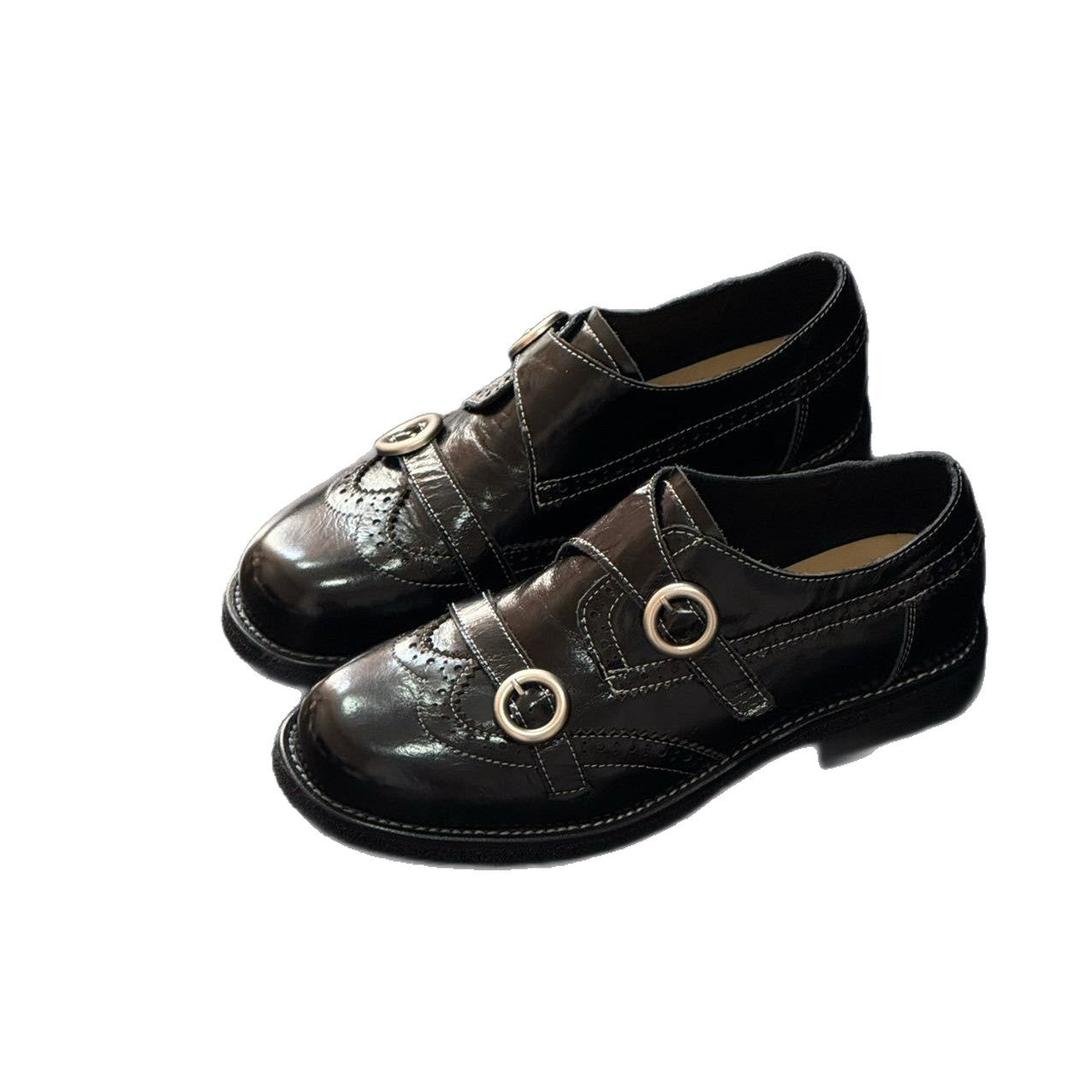 British Style High-grade Carved Hollow Spring Thick Women's Casual Shoes