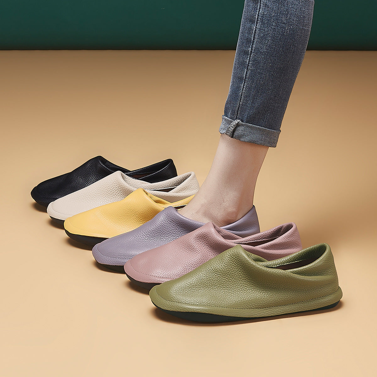 Women's Soft Grandma Early Spring Mom First Layer Cowhide Women's Fashion Shoes