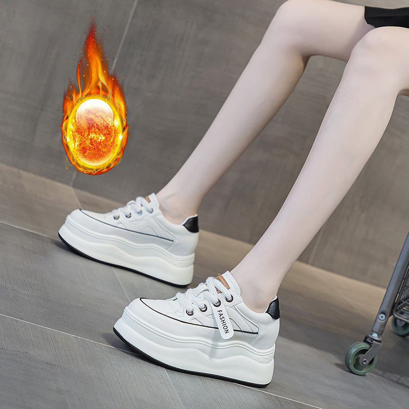 Women's Platform Height Increasing Insole Pumps White Heels