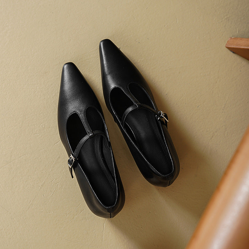 Women's High-grade Spring Handmade Soft Sheepskin Shallow Mouth Pumps Men's Shoes