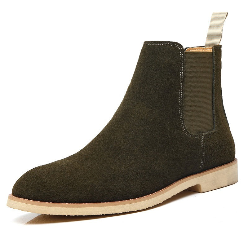 Men's Chelsea Pointed British Style Martin Matte High Men's Leather Boots
