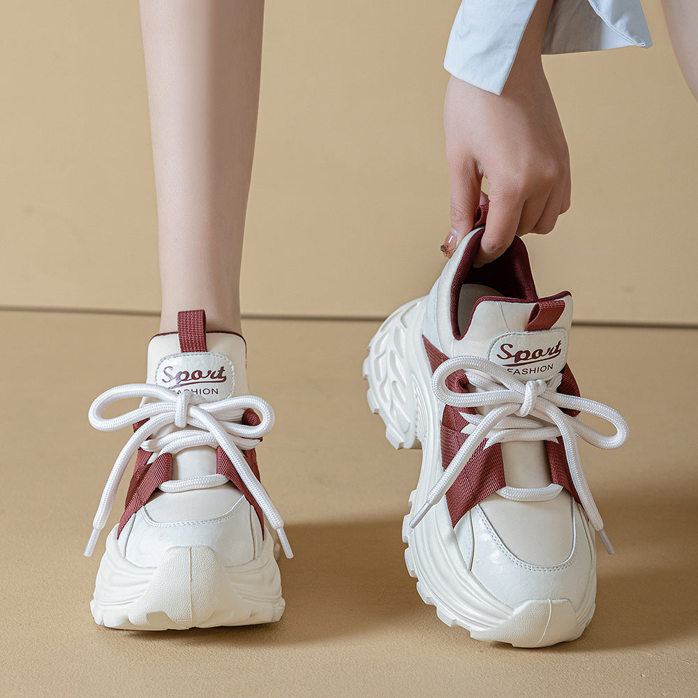 Women's Spring Life Red Dad Platform Soft Surface Warm Women's Sports Shoes
