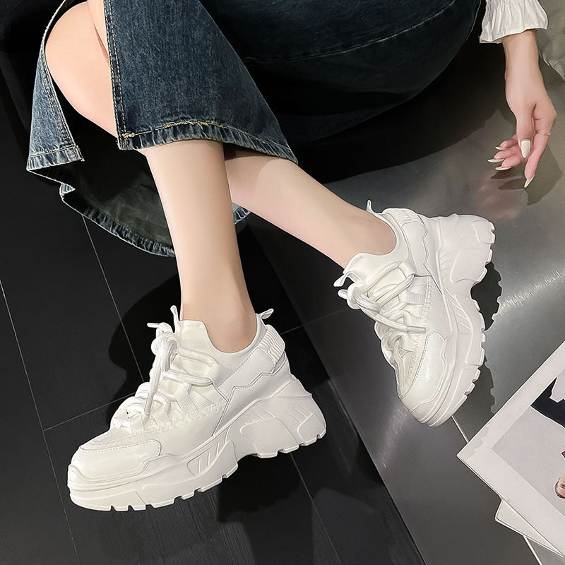 Women's Thick Bottom Fashionable Dad Autumn Invisible Elevated Sports Casual Shoes