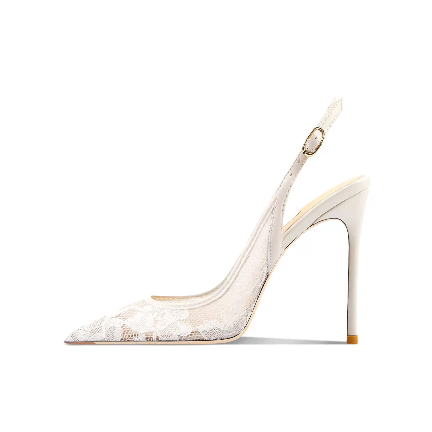 Women's Pointed Lace Mesh Breathable Back Empty High Heeled Sandals