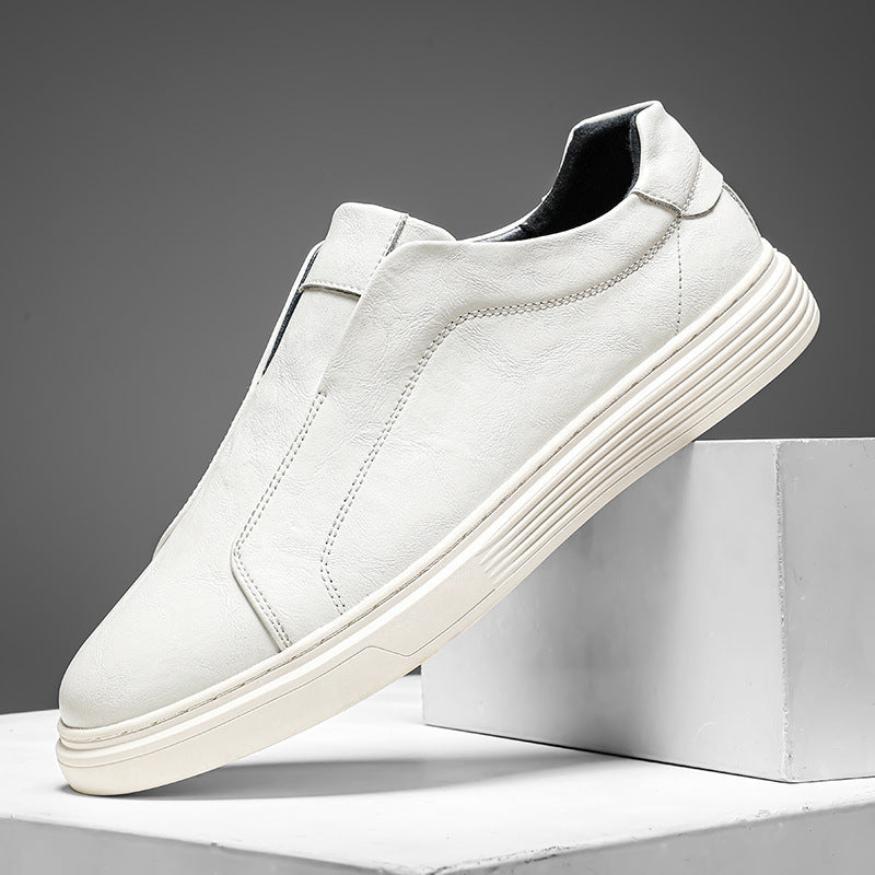 Men's Outdoor Slip-on Elastic Band British Fashion Men's Casual Leather Shoes