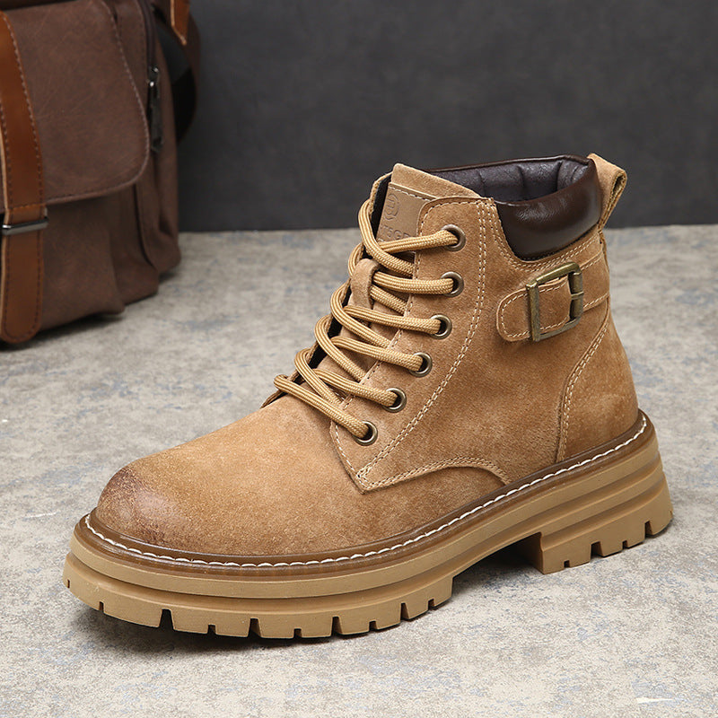 Women's & Men's Couple Genuine Worker British Style Ankle Boots