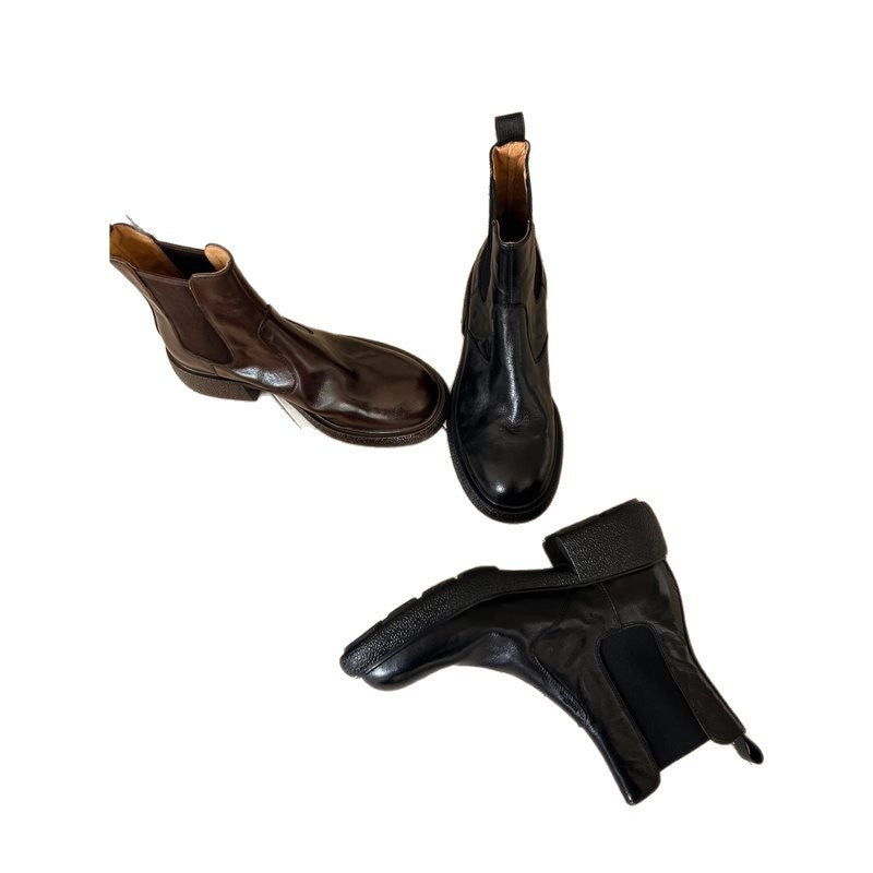 Women's Second Hair Elastic Band Shaping Bottom Easy To Match Chelsea Women's Leather Boots