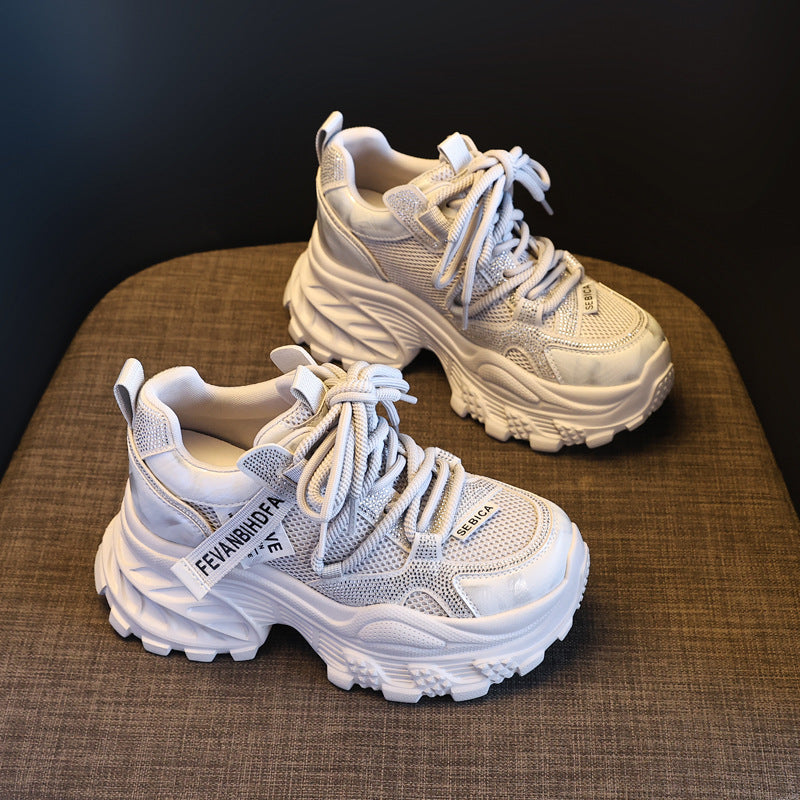 Women's Thick Bottom Height Increasing Insole Fashion Rhinestone Dad Spring Muffin Sports Casual Shoes