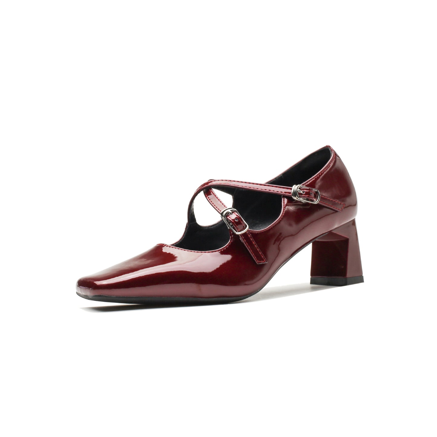 Women's Buckle Strap Spring Mary Jane Square Toe Vintage Sier Chunky Women's Shoes
