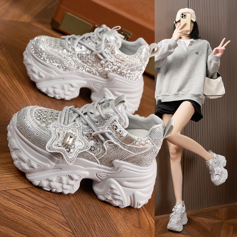 Women's Platform Dad Breathable Hollow Mesh Surface Women's Sports Shoes