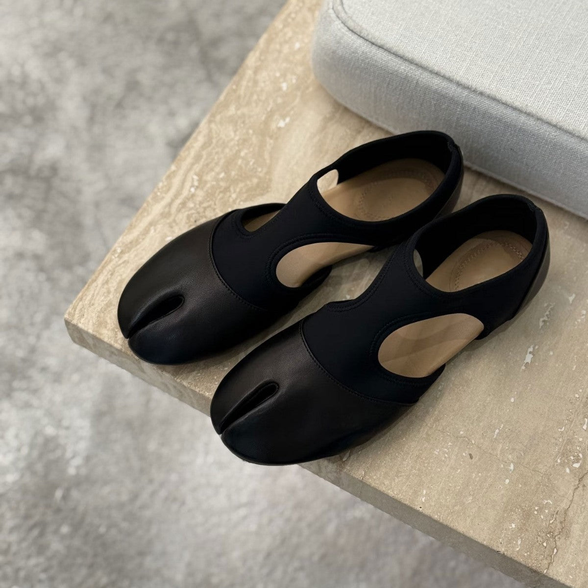 Women's Side Empty Toe Trotter Ballet Spring Stitching Thin Bottom Outer Slippers