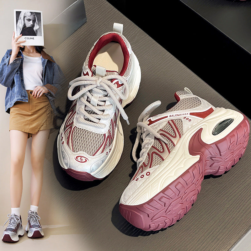 Women's Platform Dad Spring Mesh Breathable Leisure Small Women's Sports Shoes