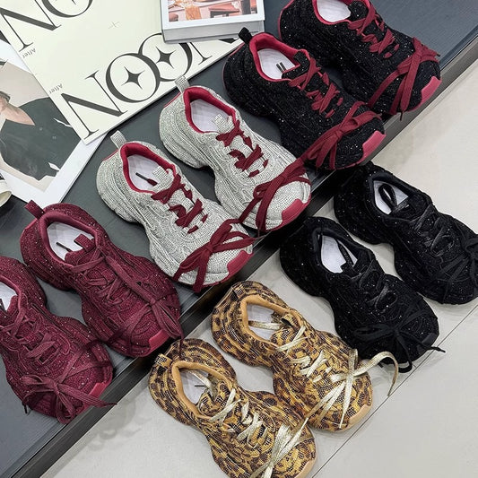 Rhinestone Starry Sky Dad Thick Bottom Elevator Wild Full Casual Shoes