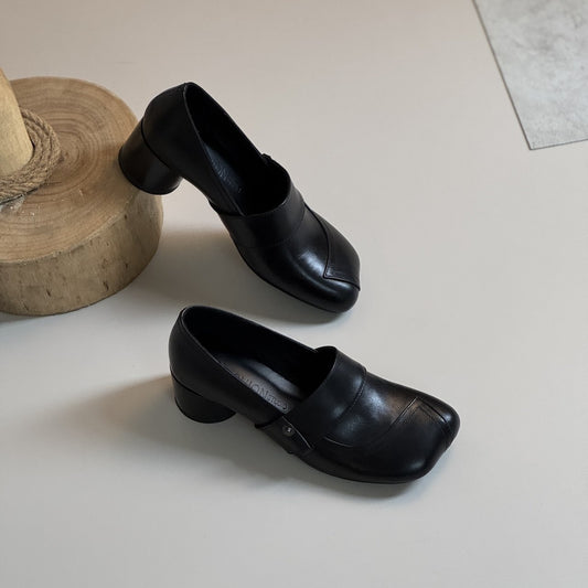 Women's Cowhide Simple Round Bottom High-cut High Women's Fashion Shoes