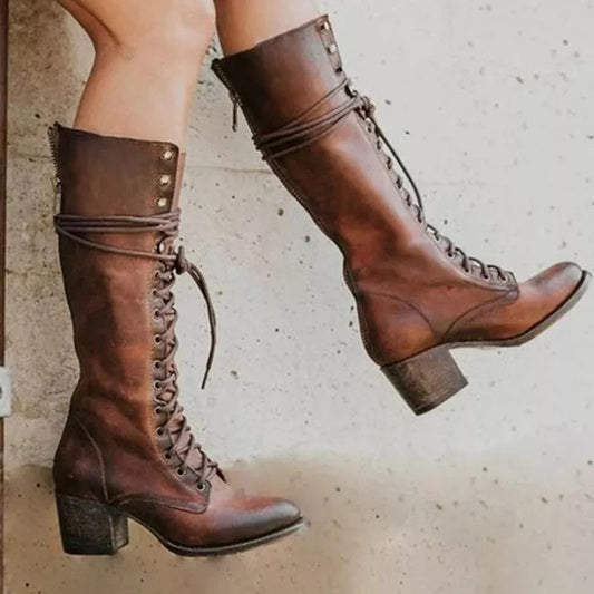 Slouchy Popular Women's Thick Plus Size Women's Leather Boots