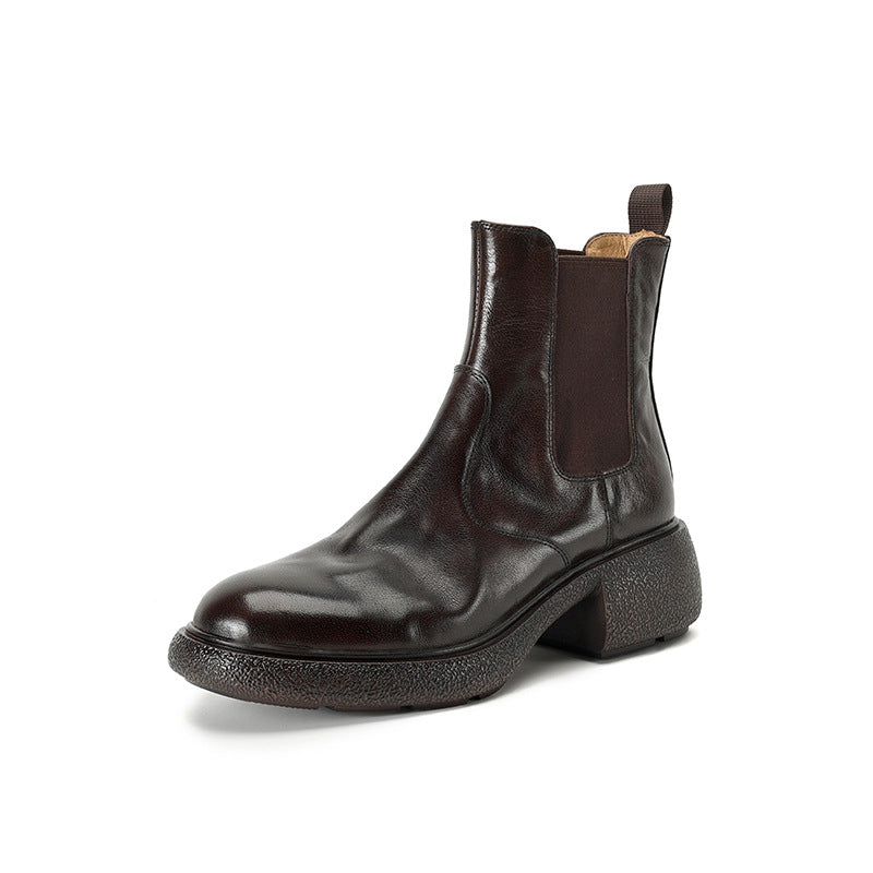 Women's Second Hair Elastic Band Shaping Bottom Easy To Match Chelsea Women's Leather Boots