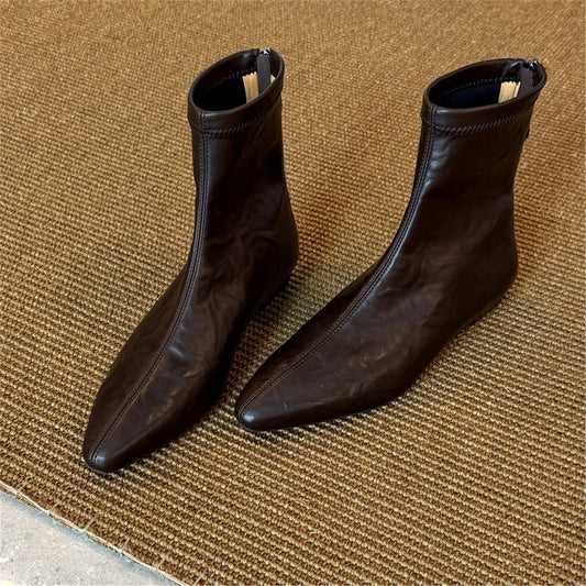Women's Version French Style Temperament Korean Wedge Women's Leather Boots