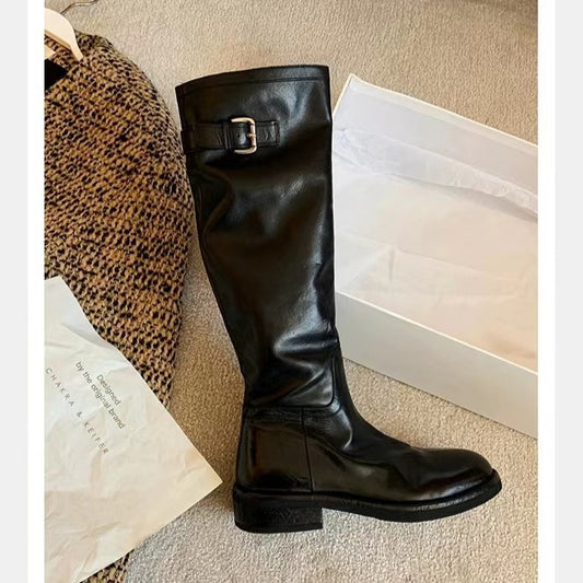 Women's Thick Bottom Tube Knight Below The Women's Leather Boots
