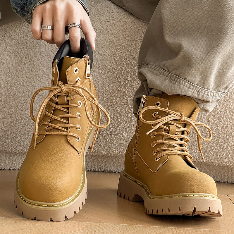 Thick Bottom Increased British Retro Desert Hiking Mickey Yellow Men's Martin Boots