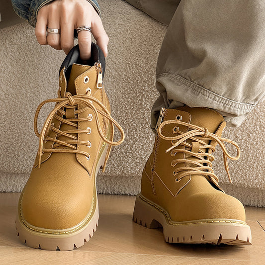 Thick Bottom Increased British Retro Desert Hiking Mickey Yellow Men's Martin Boots