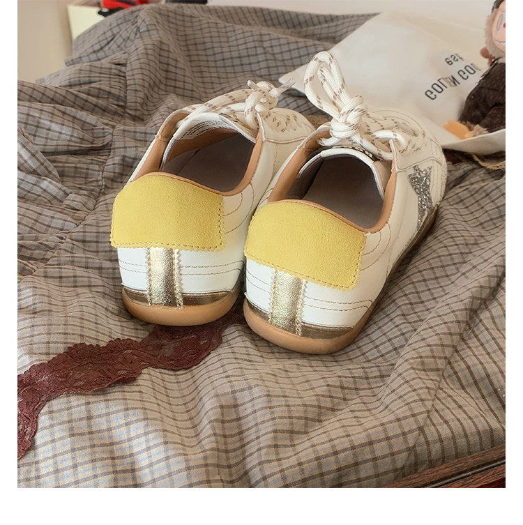 Women's Mom Thick Bottom Height Increasing Insole German Training White Argan Sneakers
