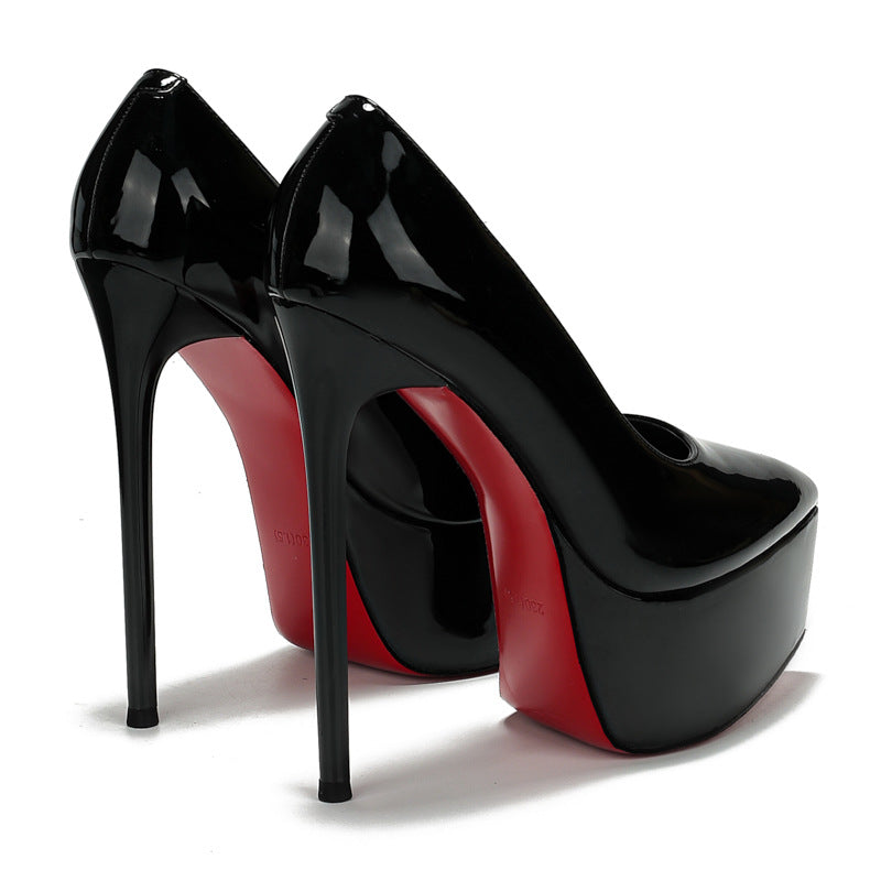 Women's Sexy Red Bottom Stiletto High Waterproof Platform Thick Pointed Toe Women's Fashion Shoes