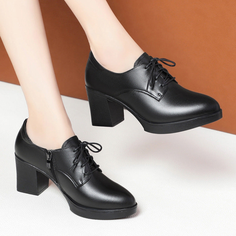 Women's Up Black High Single-layer Genuine Soft Women's Fashion Shoes