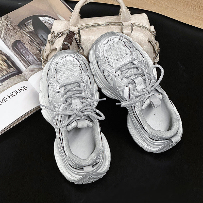 Women's Leisure Mesh Surface Clunky Platform Height Women's Casual Shoes