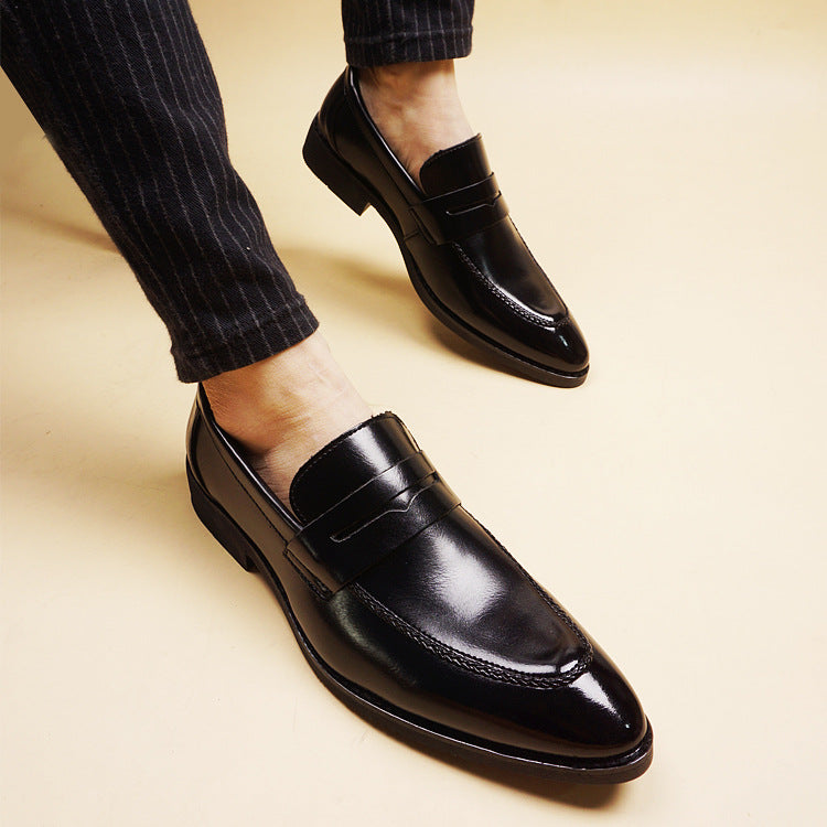 Men's Simple Hair Stylist Height Increasing Insole Men's Casual Leather Shoes