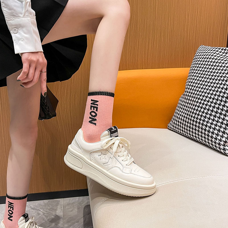 Women's Platform White Summer Leisure Height Increasing Insole Black Sports Casual Shoes