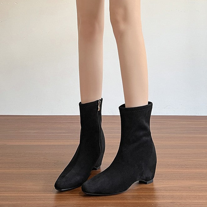 Version Not Tired Feet Small Height Increasing Insole French Skinny Women's Leather Boots