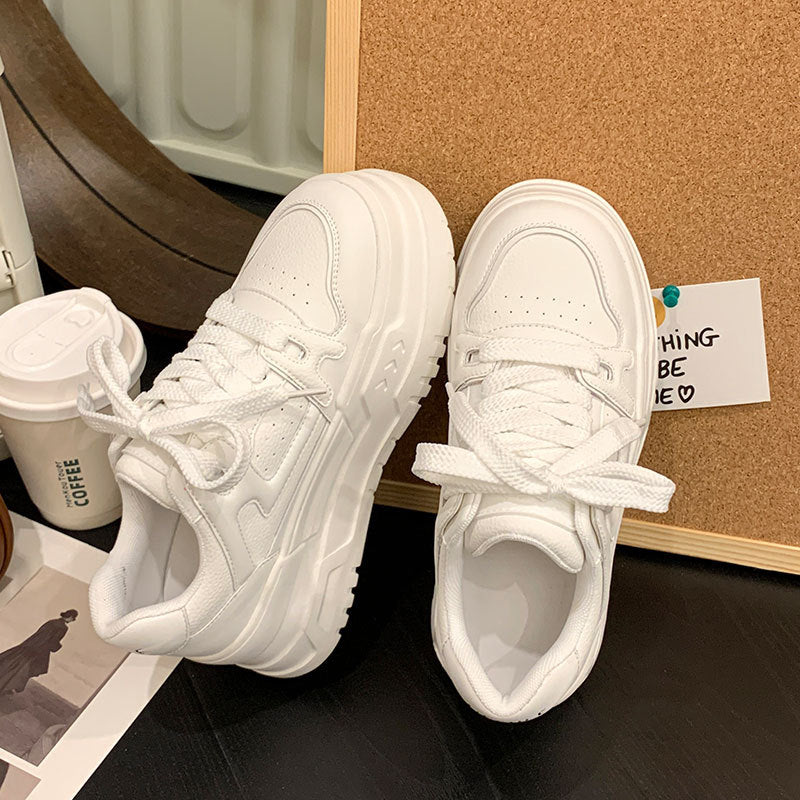 Women's Height Increasing Genuine Platform White Spring Women's Casual Shoes