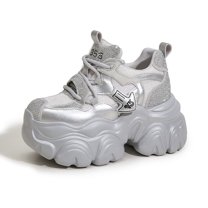 Women's Dad Spring Breathable Mesh Lightweight Platform Height Increasing Women's Sports Shoes