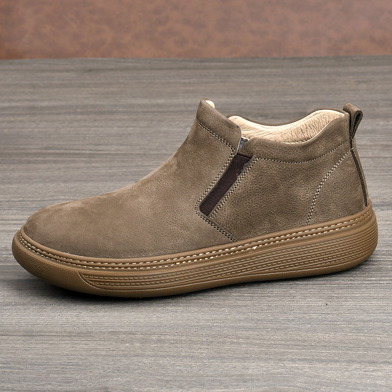 Men's Chelsea Top Layer Cowhide Light Luxury Thick Business High Boots
