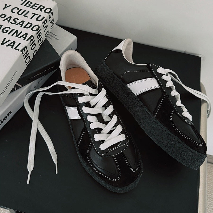 Women's Version Niche Black Retro German Training Platform Casual Shoes