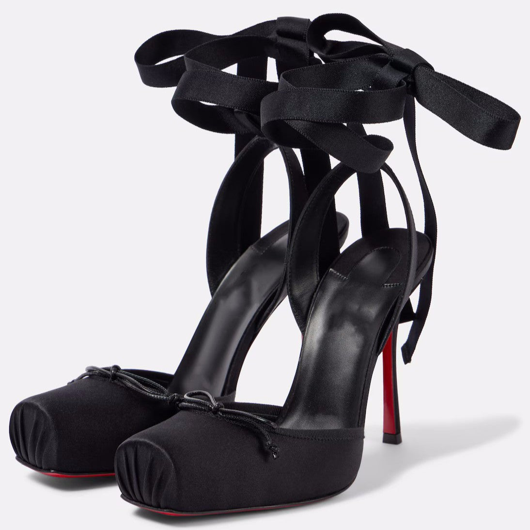 Stiletto Square Toe Ankle Strap Satin High Heeled Sandals