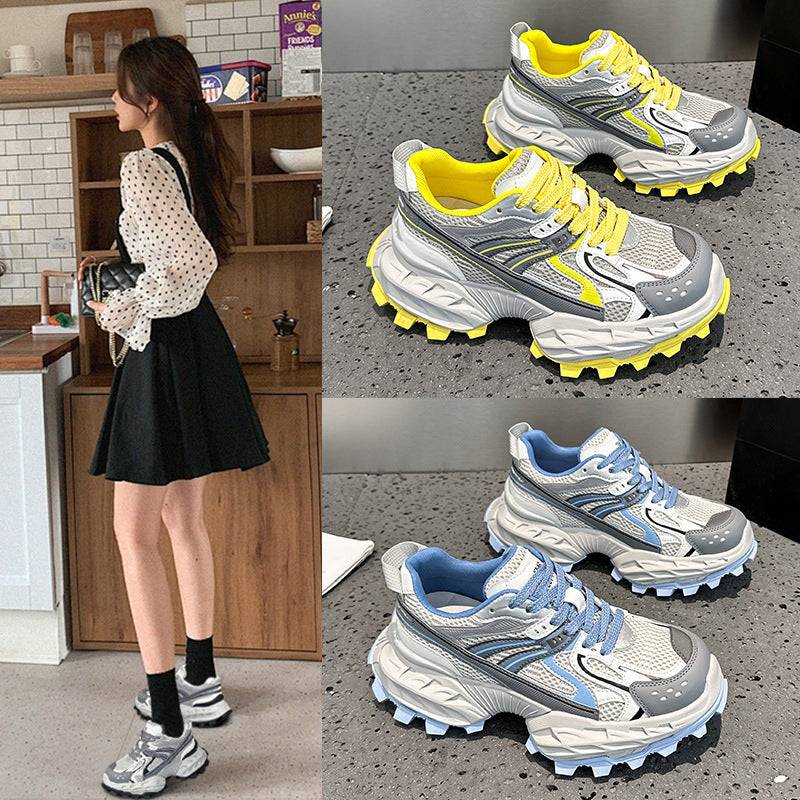 Women's Spring European Goods Mesh Breathable Platform Round Toe Casual Shoes