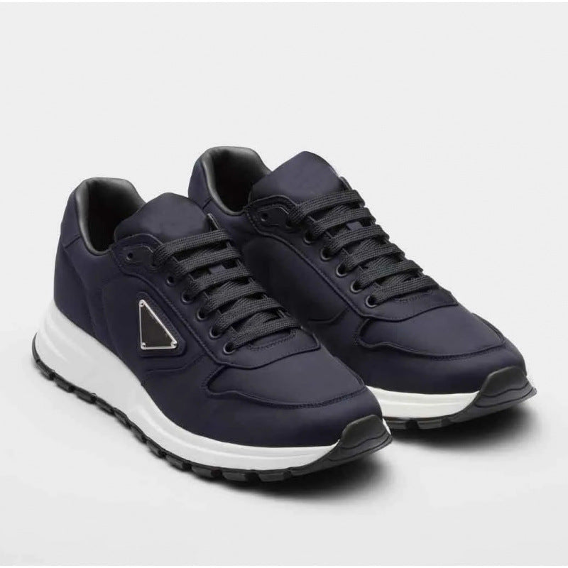 Logo Badge Platform Heightened Daddy Round Toe Lace Women's Sports Shoes