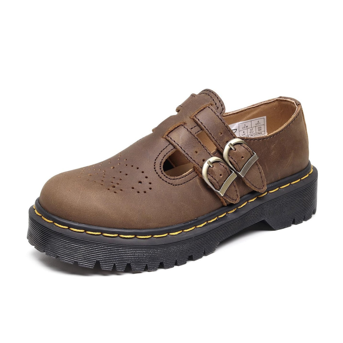 Women's Mary Jane Crazy Horse Brown Bottom Women's Fashion Shoes