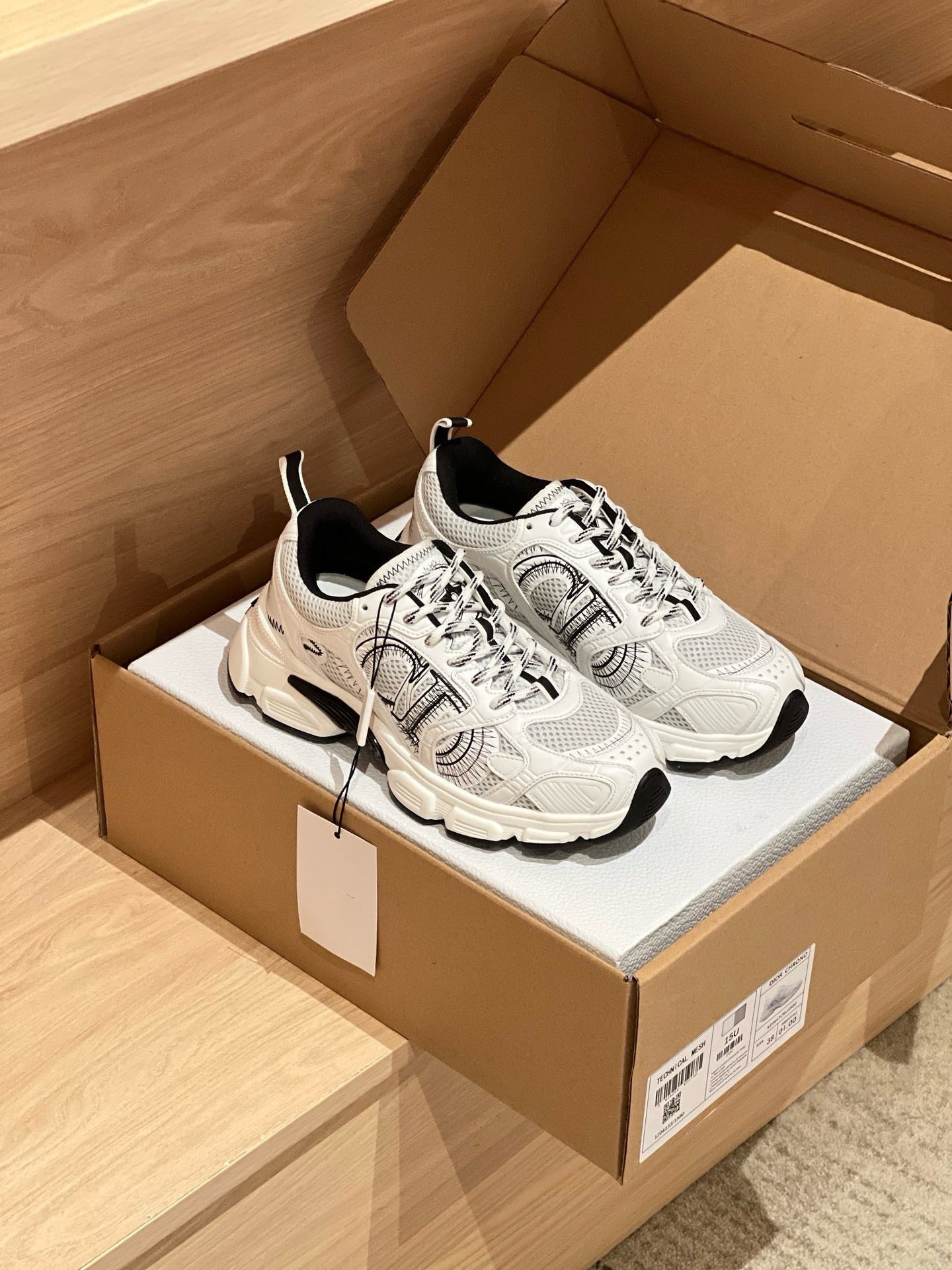 Women's Haute Couture Small Dad White Platform Genuine Splicing Mesh Surface Casual Shoes