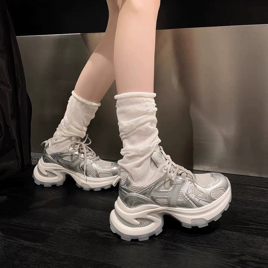 Women's Thick Bottom Heightened Daddy Mesh Breathable Versatile Women's Sports Shoes