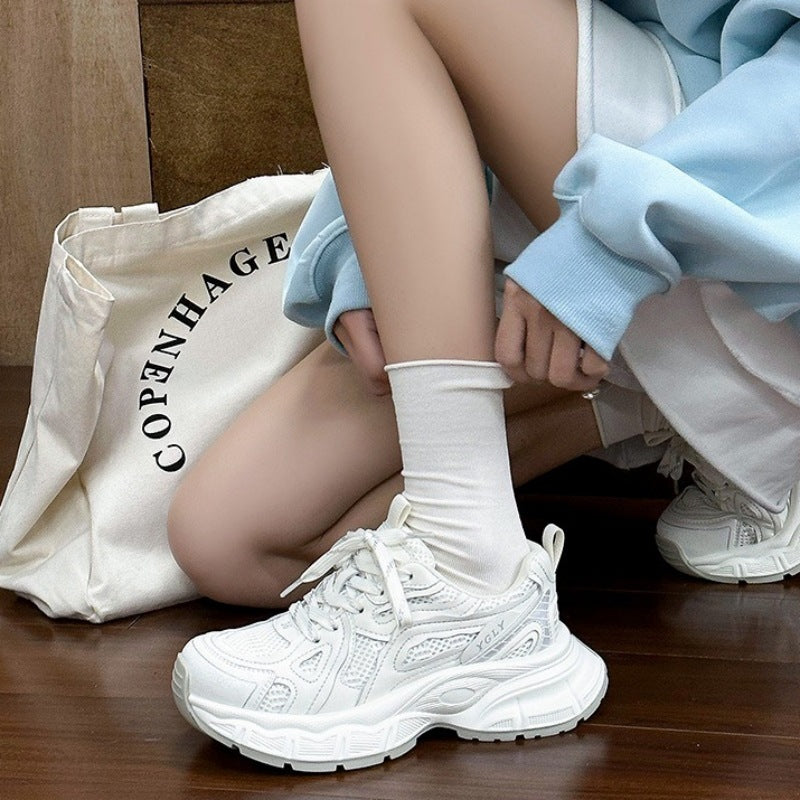 Women's Style Simple Fashion Clunky Spring Mesh Stitching Breathable Women's Sports Shoes
