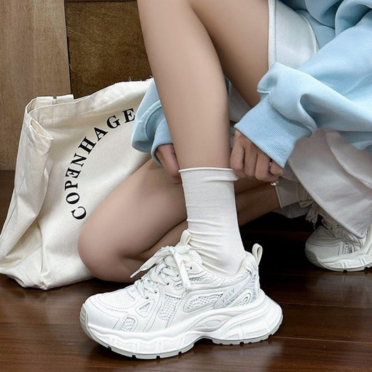 Women's Style Simple Fashion Clunky Spring Mesh Stitching Breathable Women's Sports Shoes