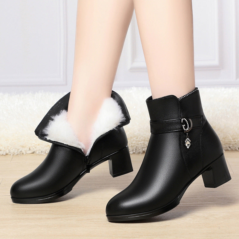 Women's Short High Cotton Veet Martin Double Face Wool Boots
