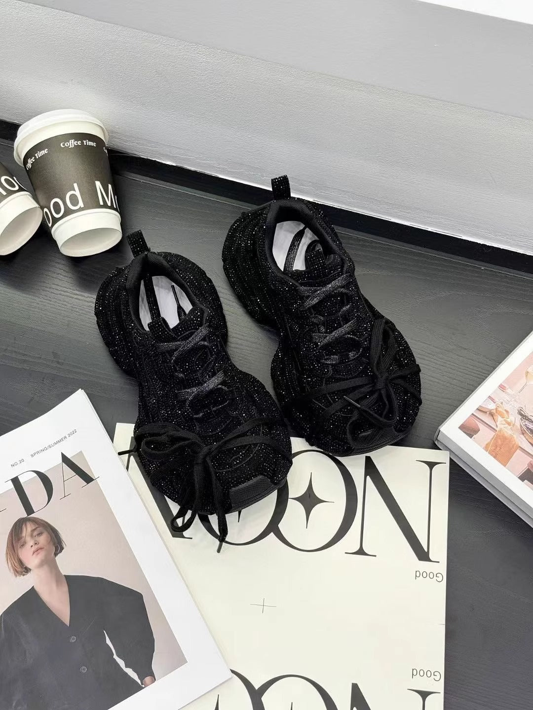 Women's European Goods Full Diamond Dad Platform Fried Casual Shoes