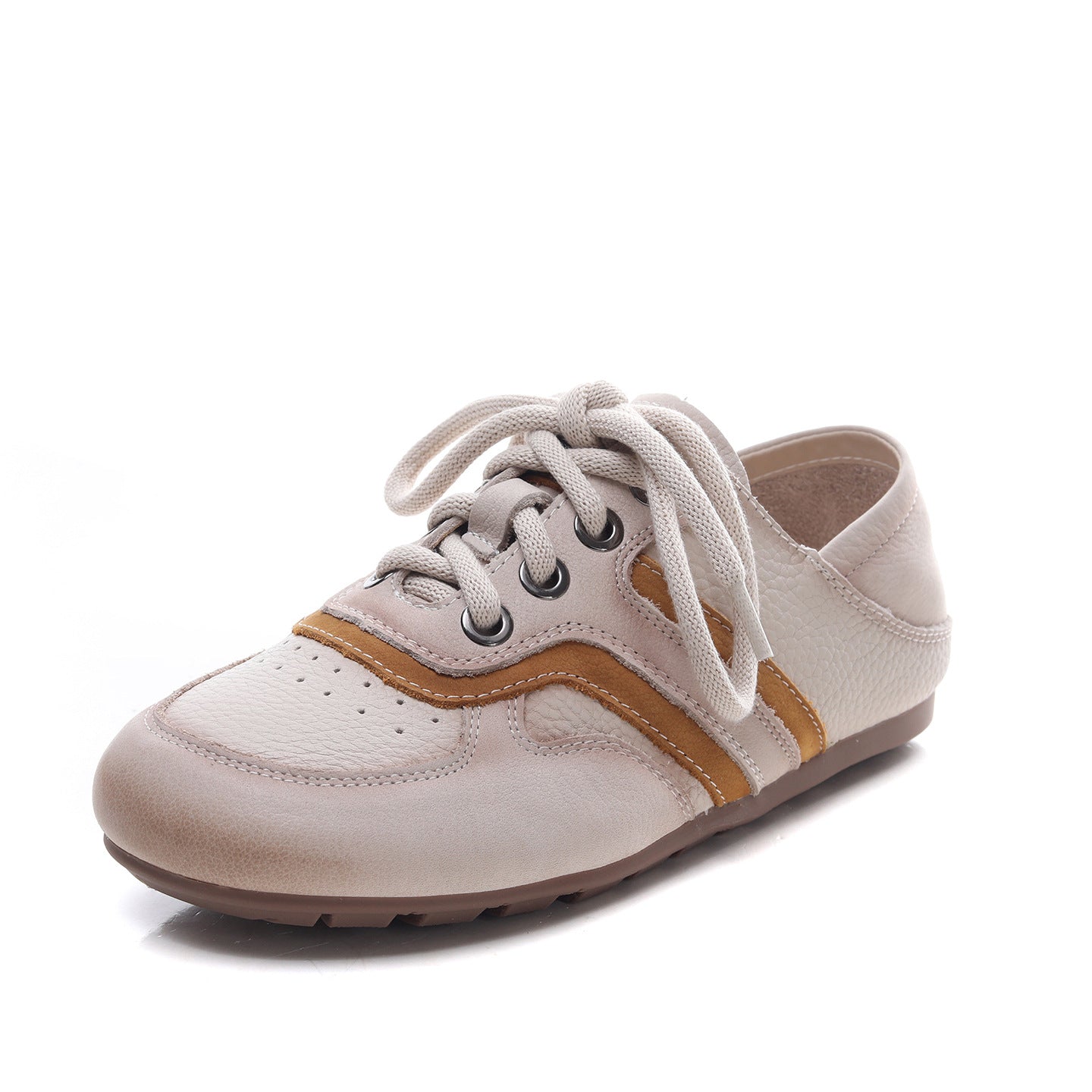 Women's Layer Cowhide Spring Round Toe Flat Bottom Comfort Not Tired Women's Casual Shoes